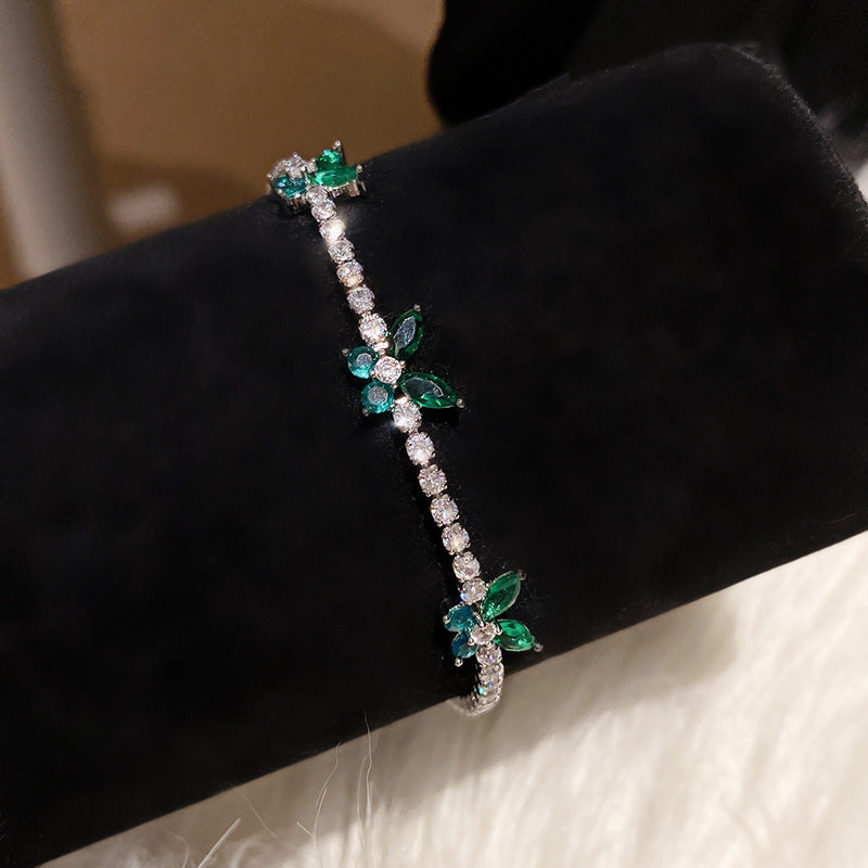 Melaurica | Green Zircon Floral Bracelet for Women
