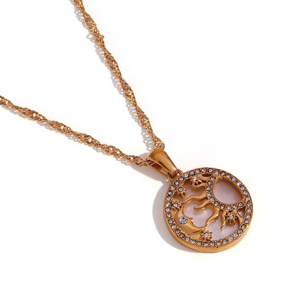 Melaurica Sun Moon Shell Coin Necklace