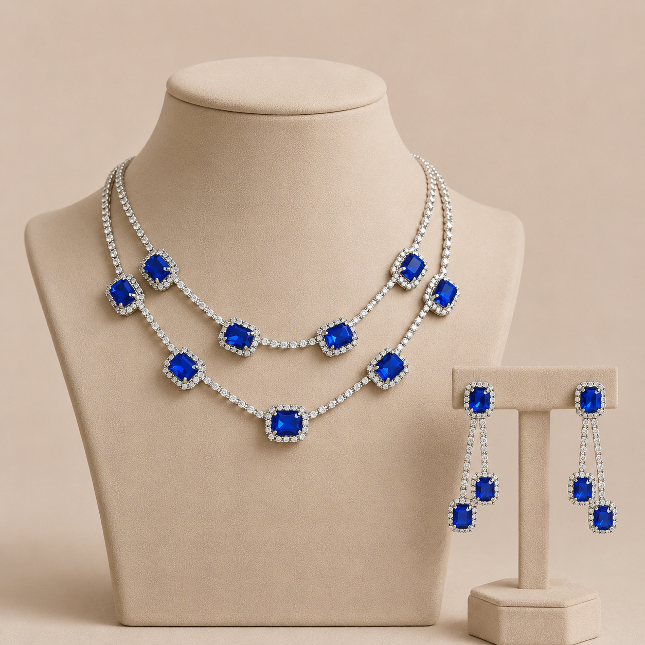 Melaurica Blue Stone Zircon Jewelry Set