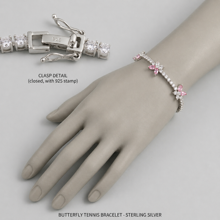 Melaurica Silver and Pink Zircon Bracelet