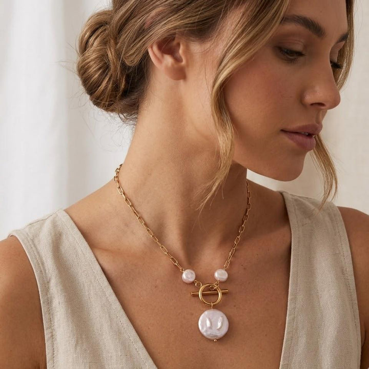 Melaurica Gold-Tone Pearl Pendant Necklace