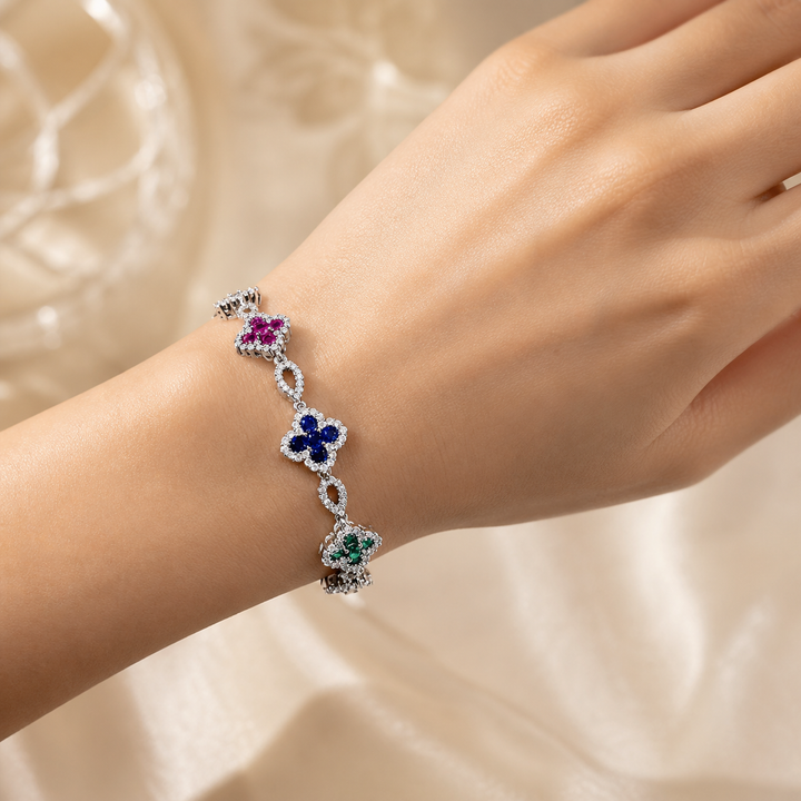 Melaurica Multicolor Zircon Clover Bracelet