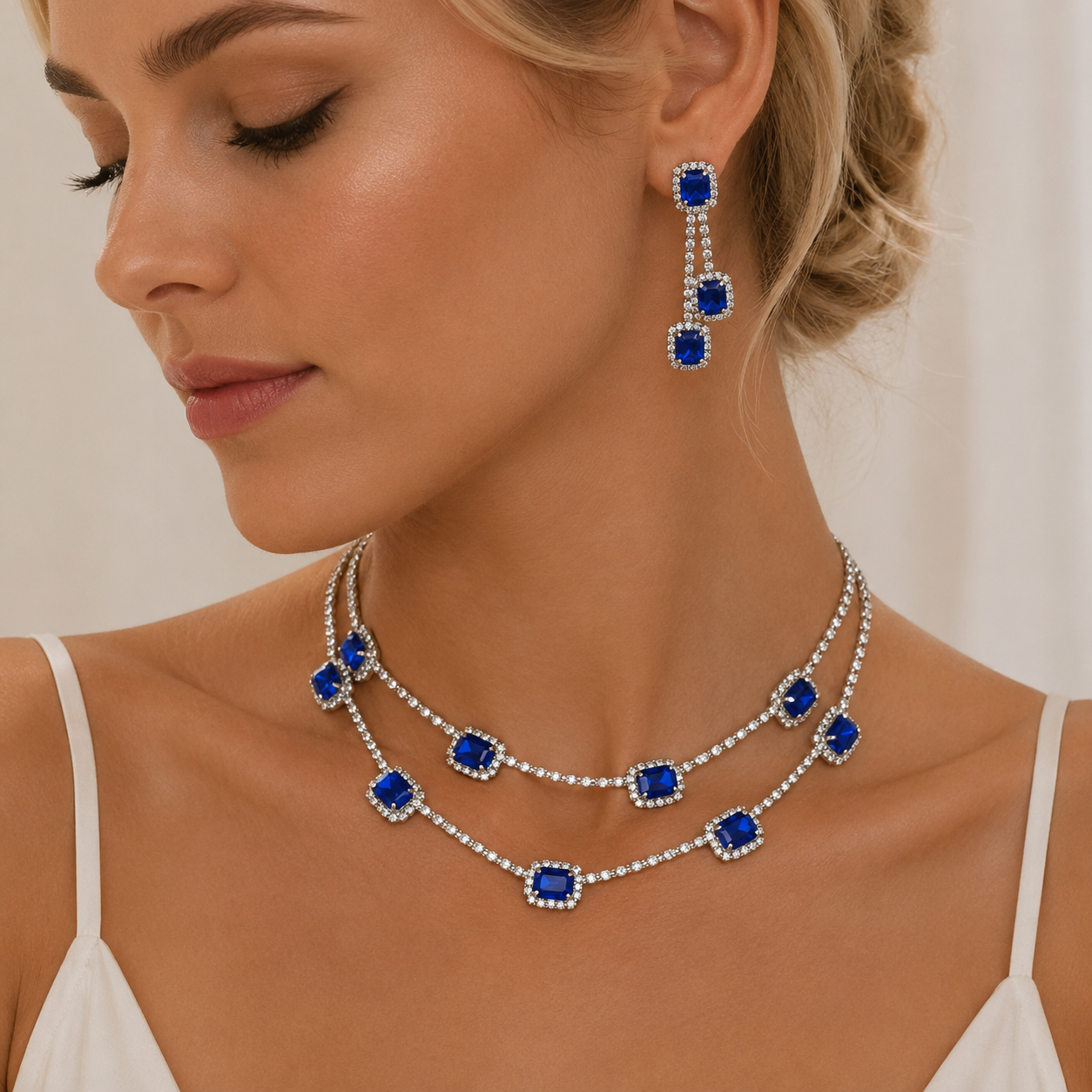 Melaurica Blue Stone Zircon Jewelry Set