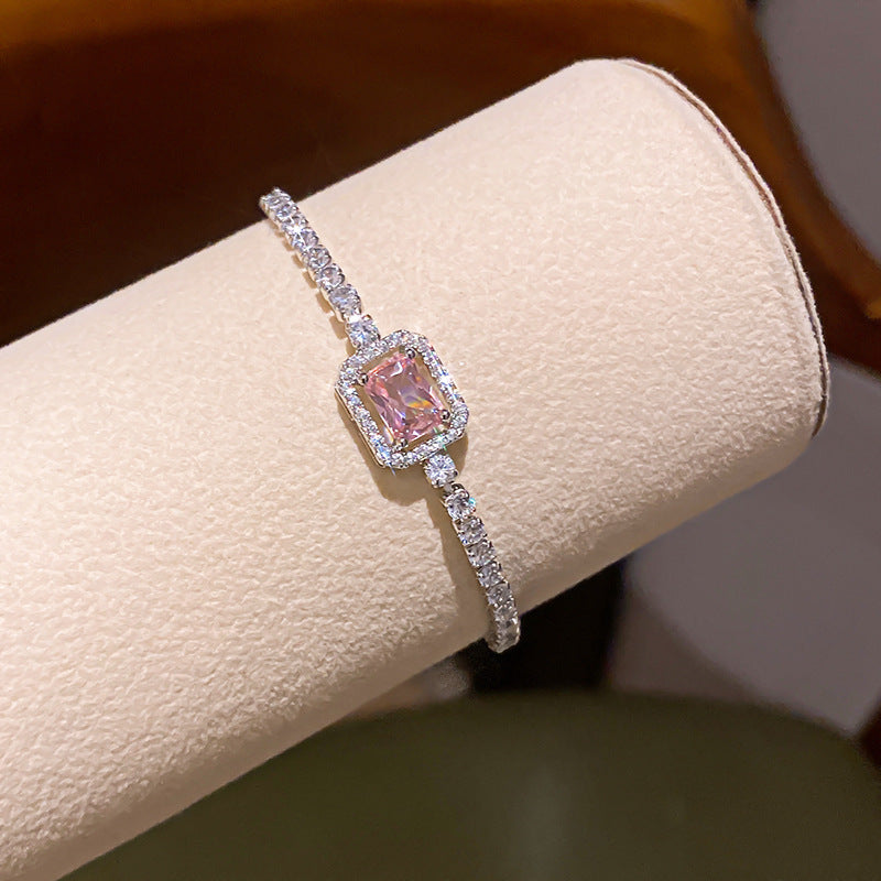 Melaurica Pink Rectangle Zircon Bracelet