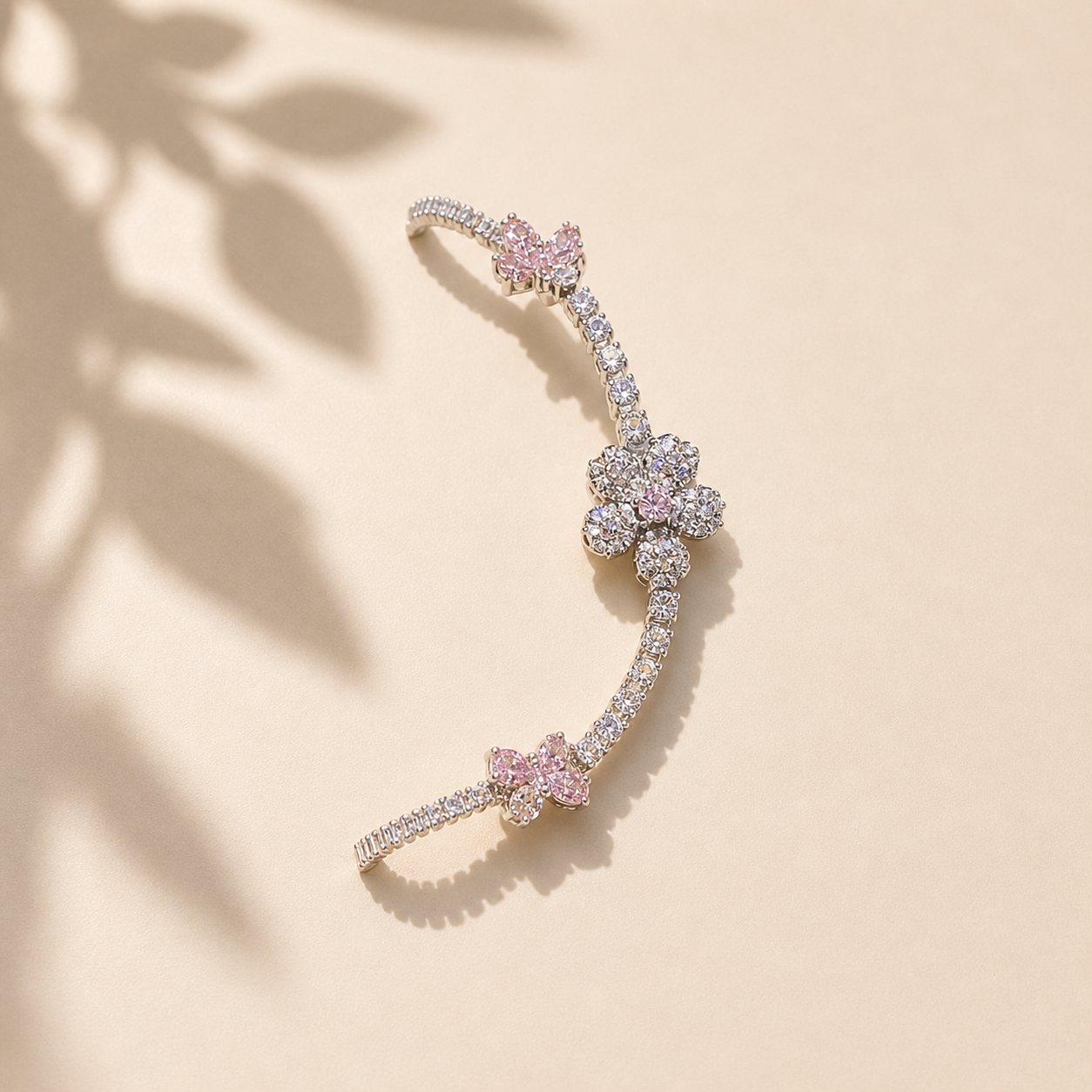 Pink White Butterfly Zircon Bracelet