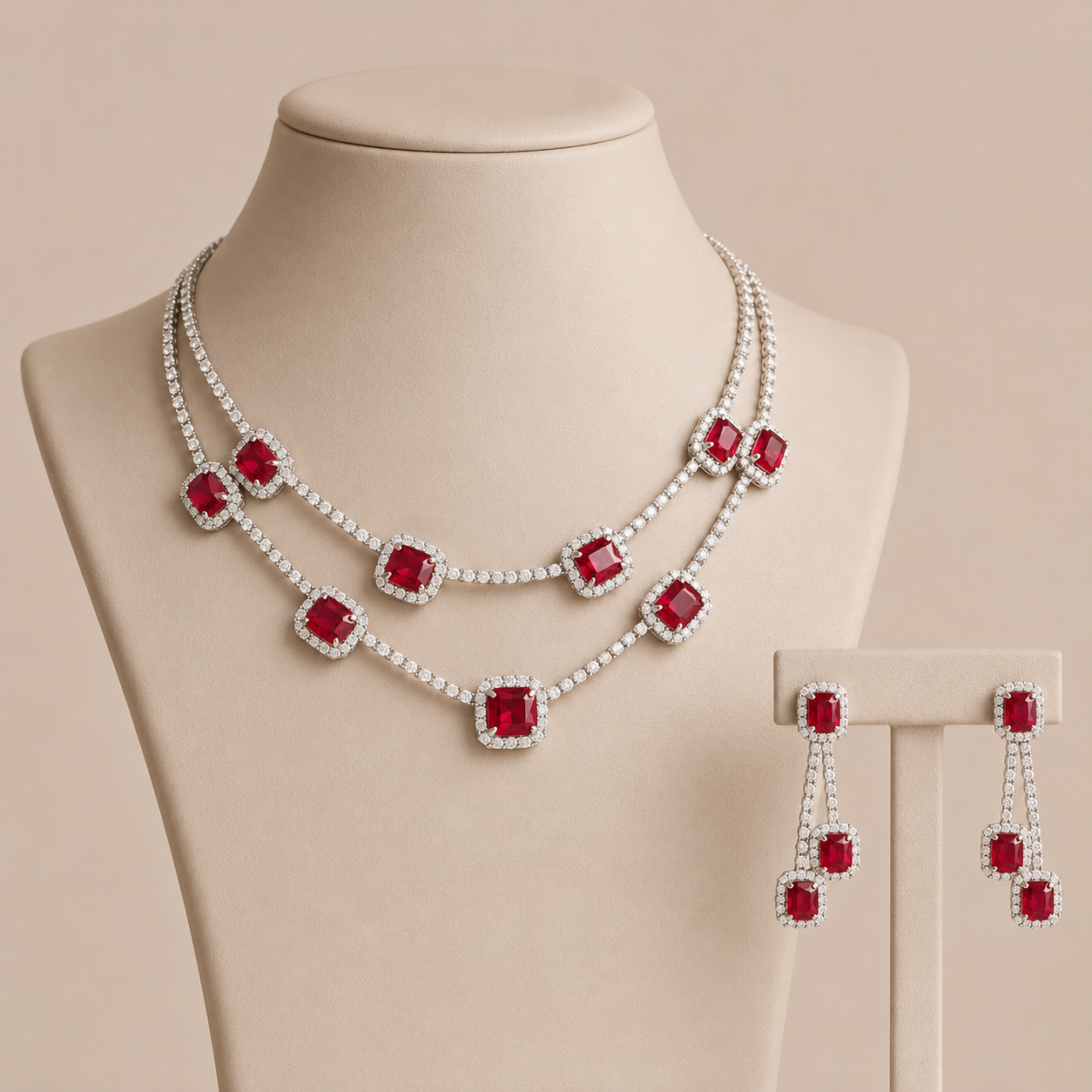 Melaurica Red Zircon Jewelry Set