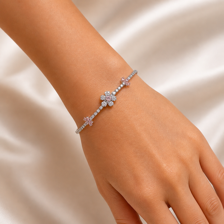 Pink White Butterfly Zircon Bracelet