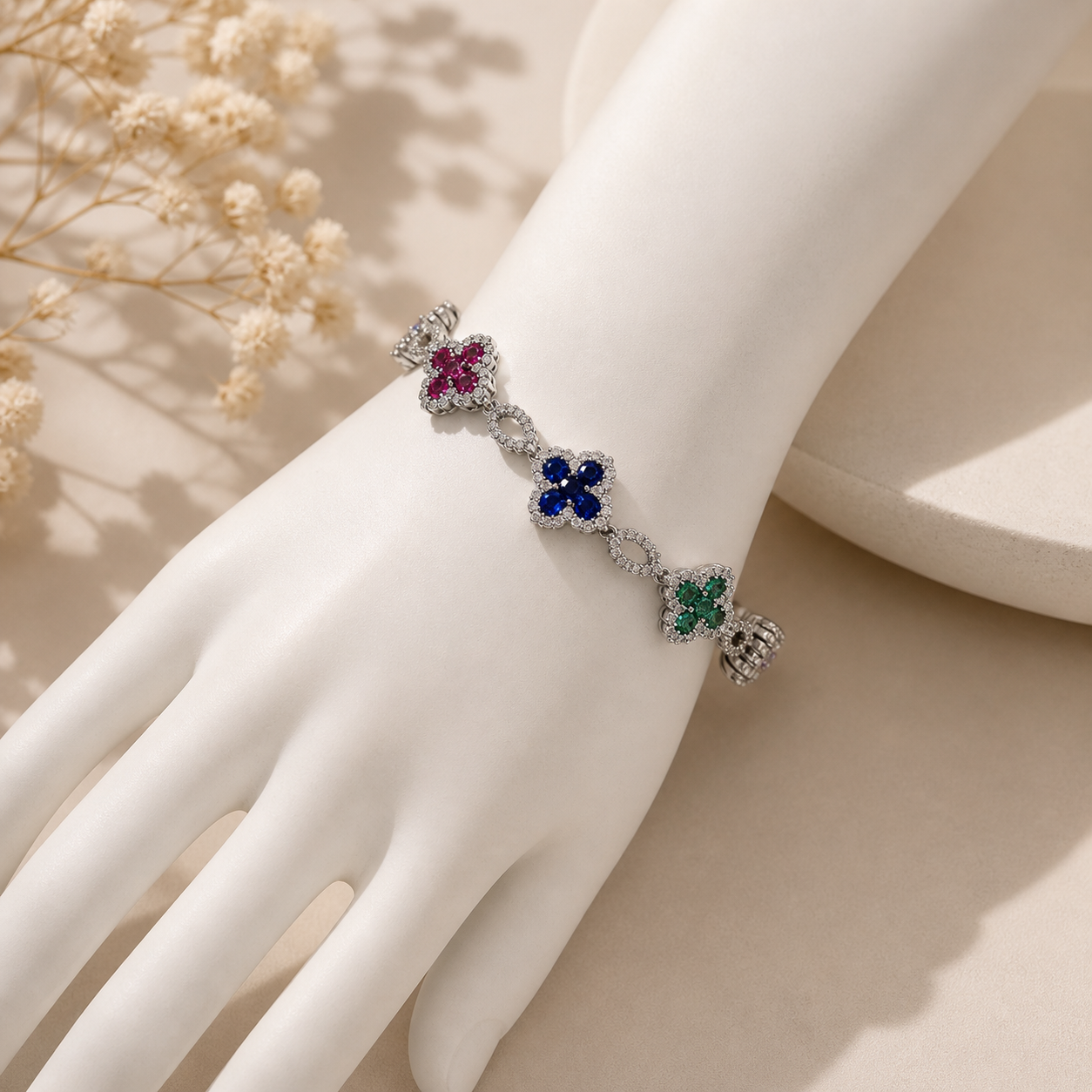 Melaurica Multicolor Zircon Clover Bracelet