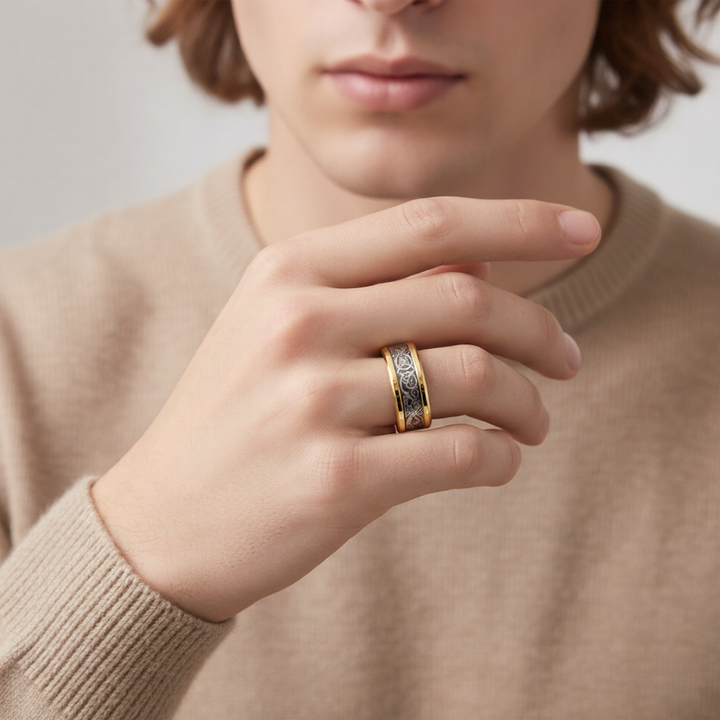 Dragon Print Stainless Steel Ring – Unisex