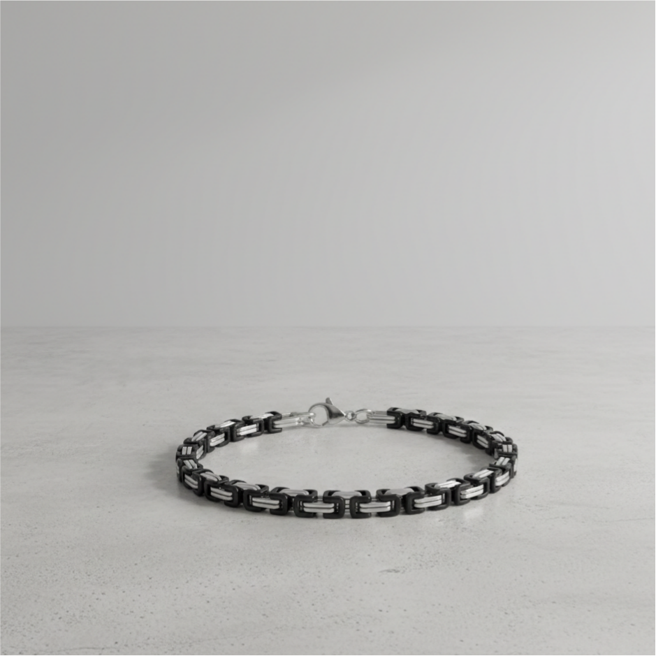 Silver & Black Chain Hip Hop Bracelet