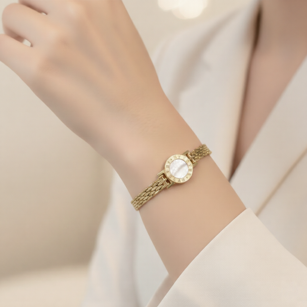 Minimal Roman Numeral Charm Bracelet