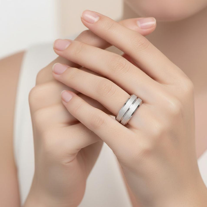 Silver Titanium Steel Couple Ring
