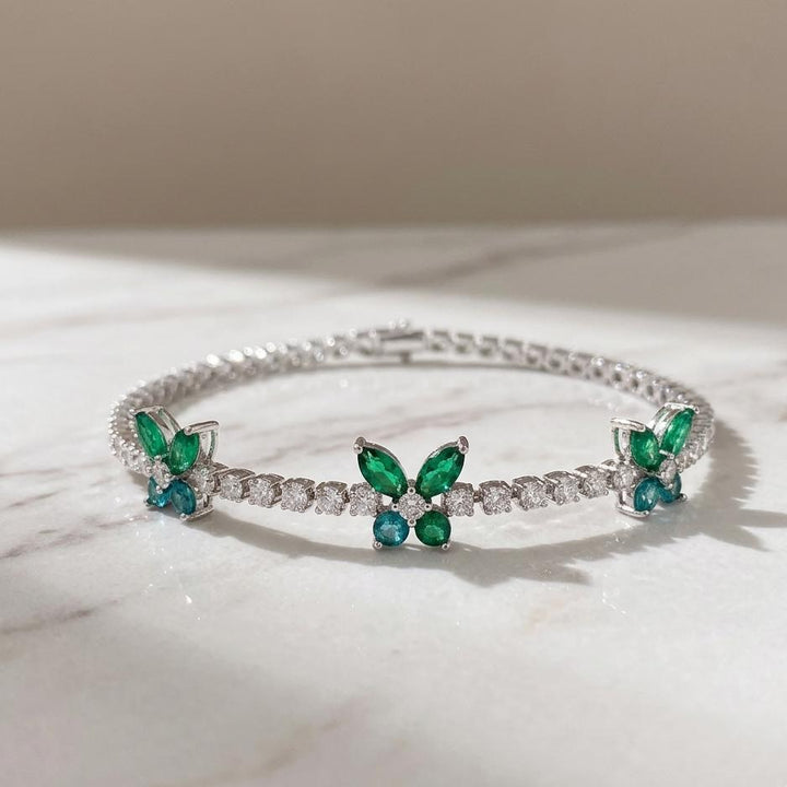 Melaurica | Green Zircon Floral Bracelet for Women