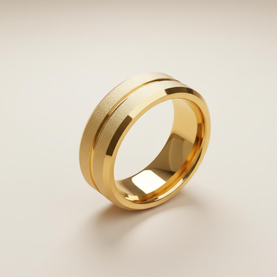 Titanium Gold Steel Couple Ring