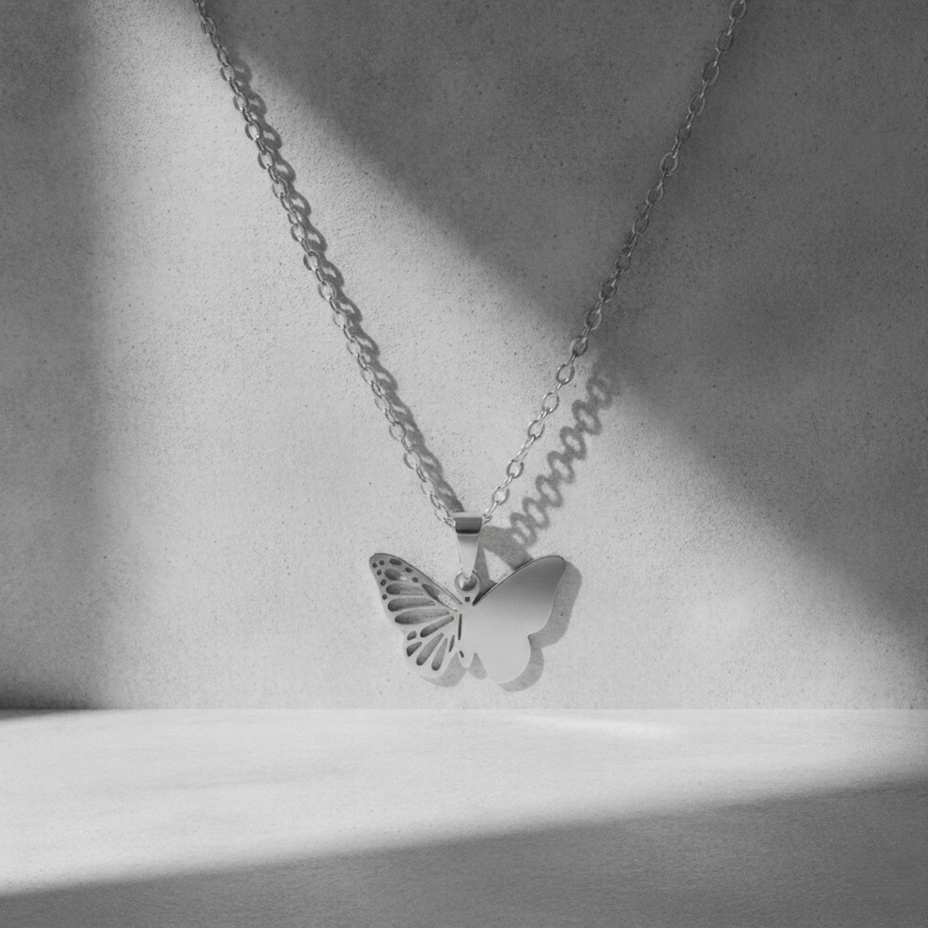 Butterfly Silver Necklace | 18K Gold Plated