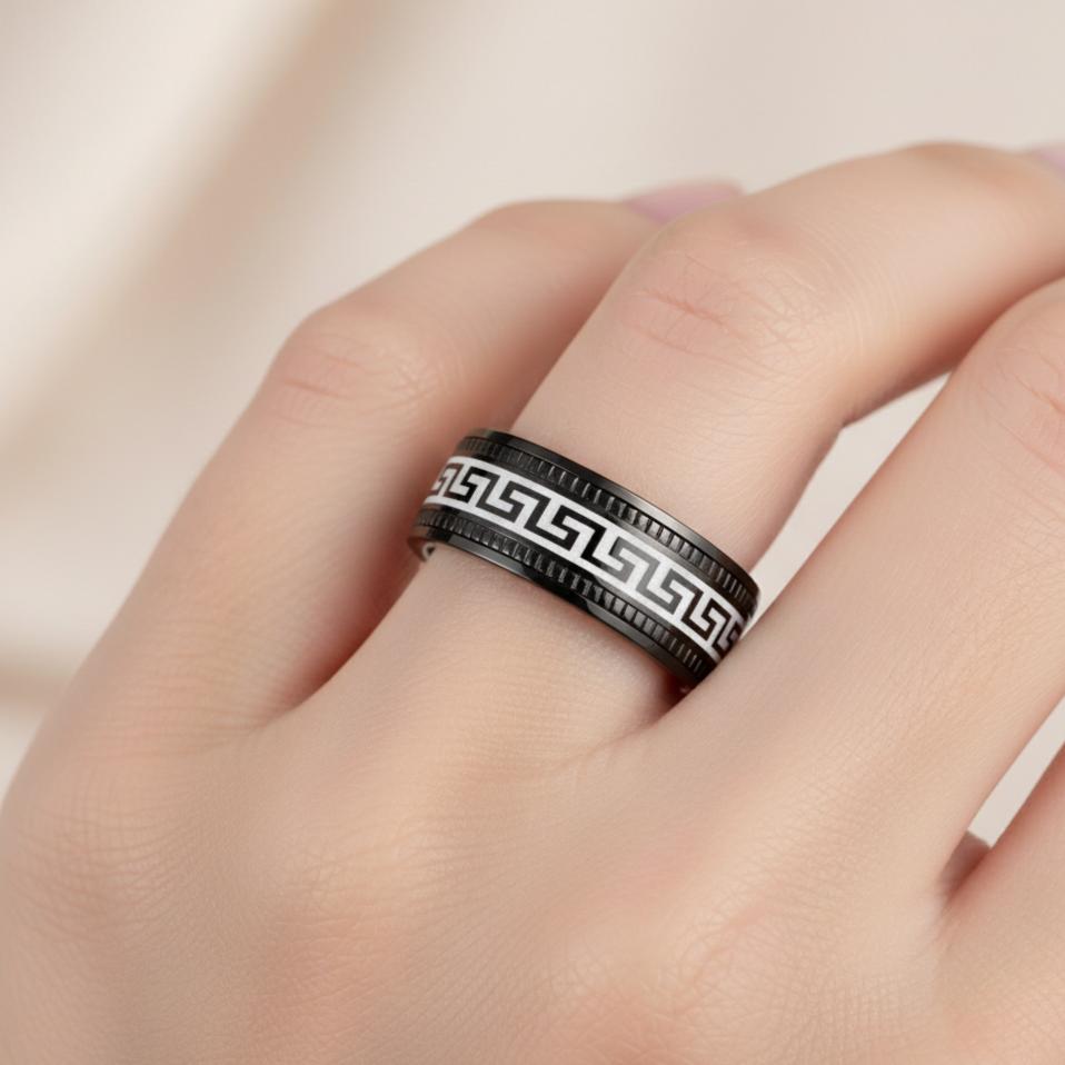 Unisex Black Stainless Steel Ring
