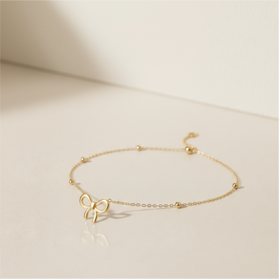 18K Gold Butterfly Anklet for Women