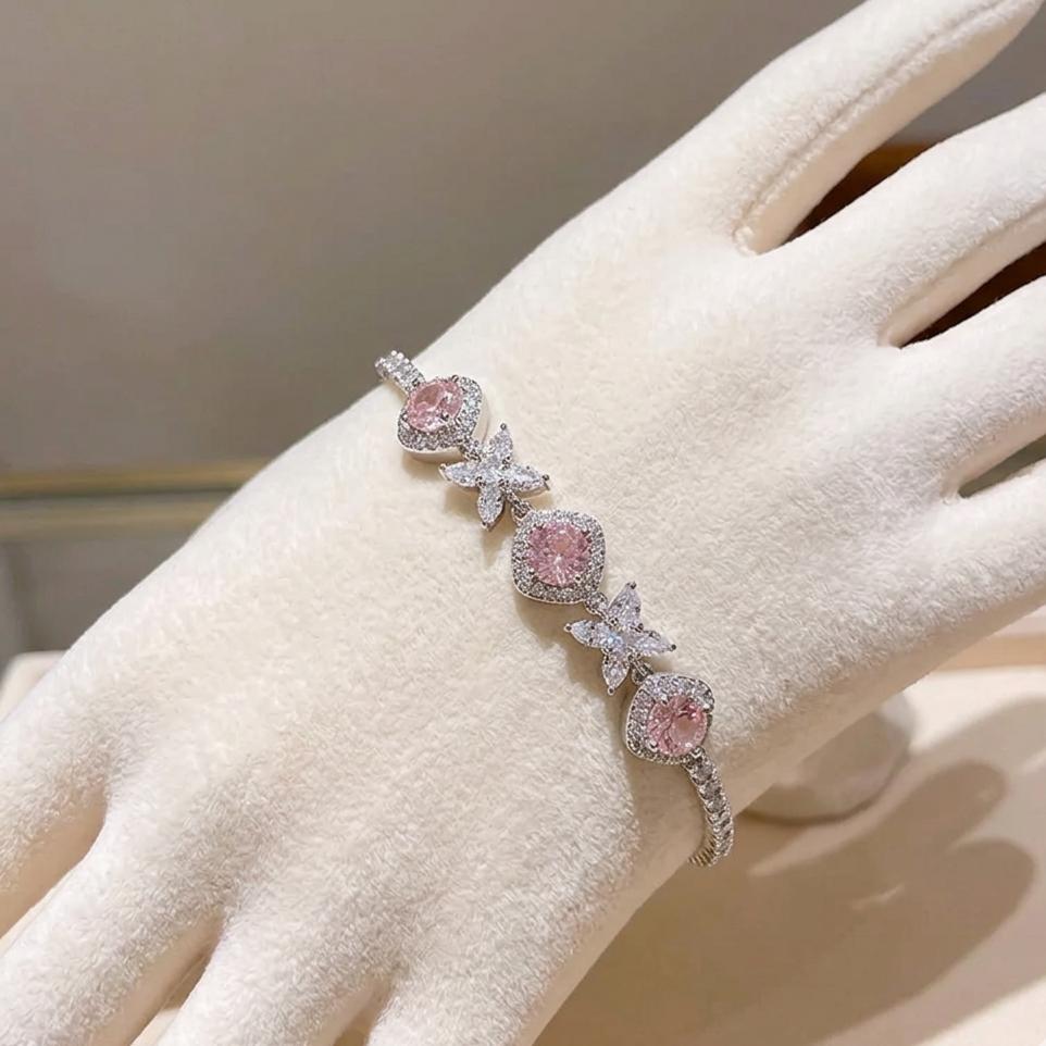 Melaurica Pink Zircon Flower Bracelet
