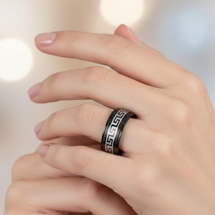 Unisex Black Stainless Steel Ring