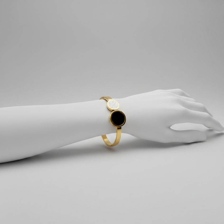 Roman Numeral Gold Bangle Bracelet