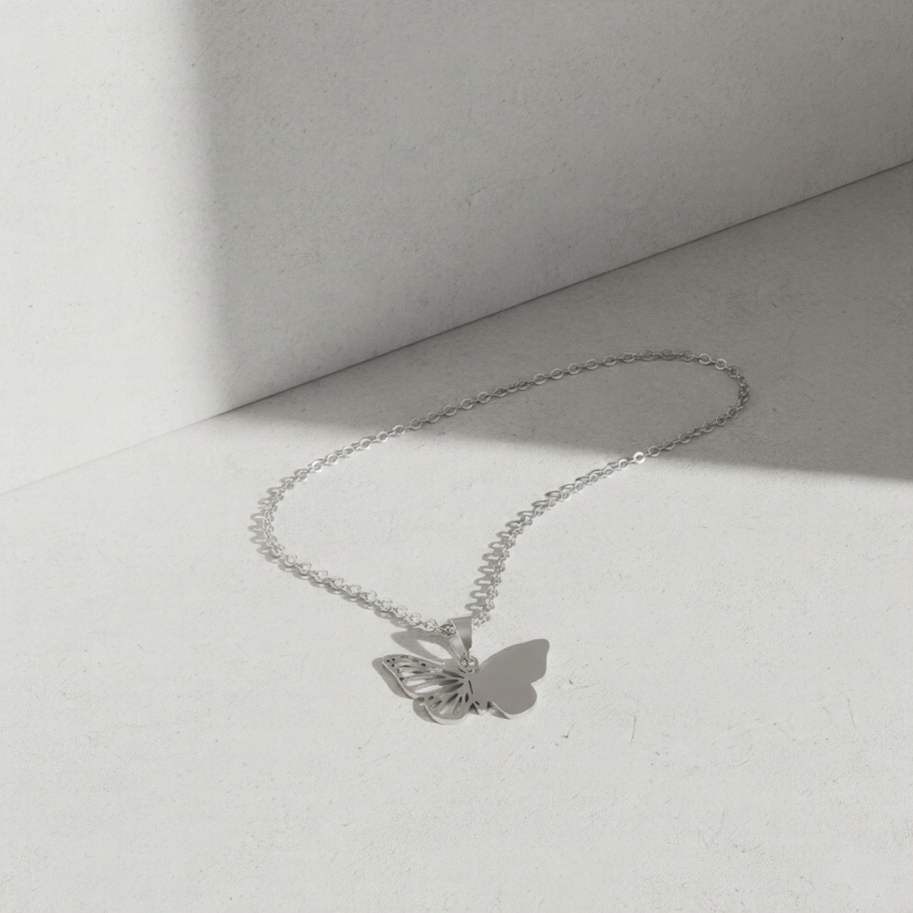 Butterfly Silver Necklace | 18K Gold Plated