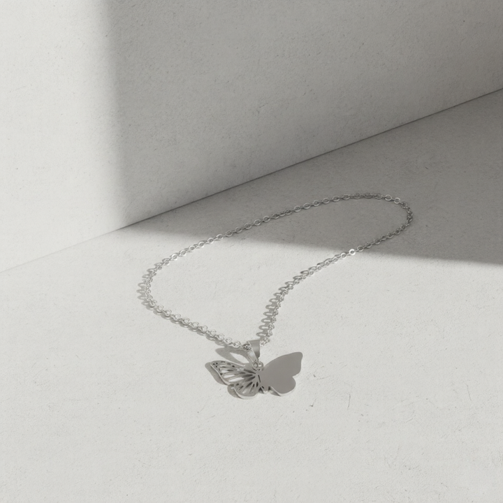 Butterfly Silver Necklace | 18K Gold Plated