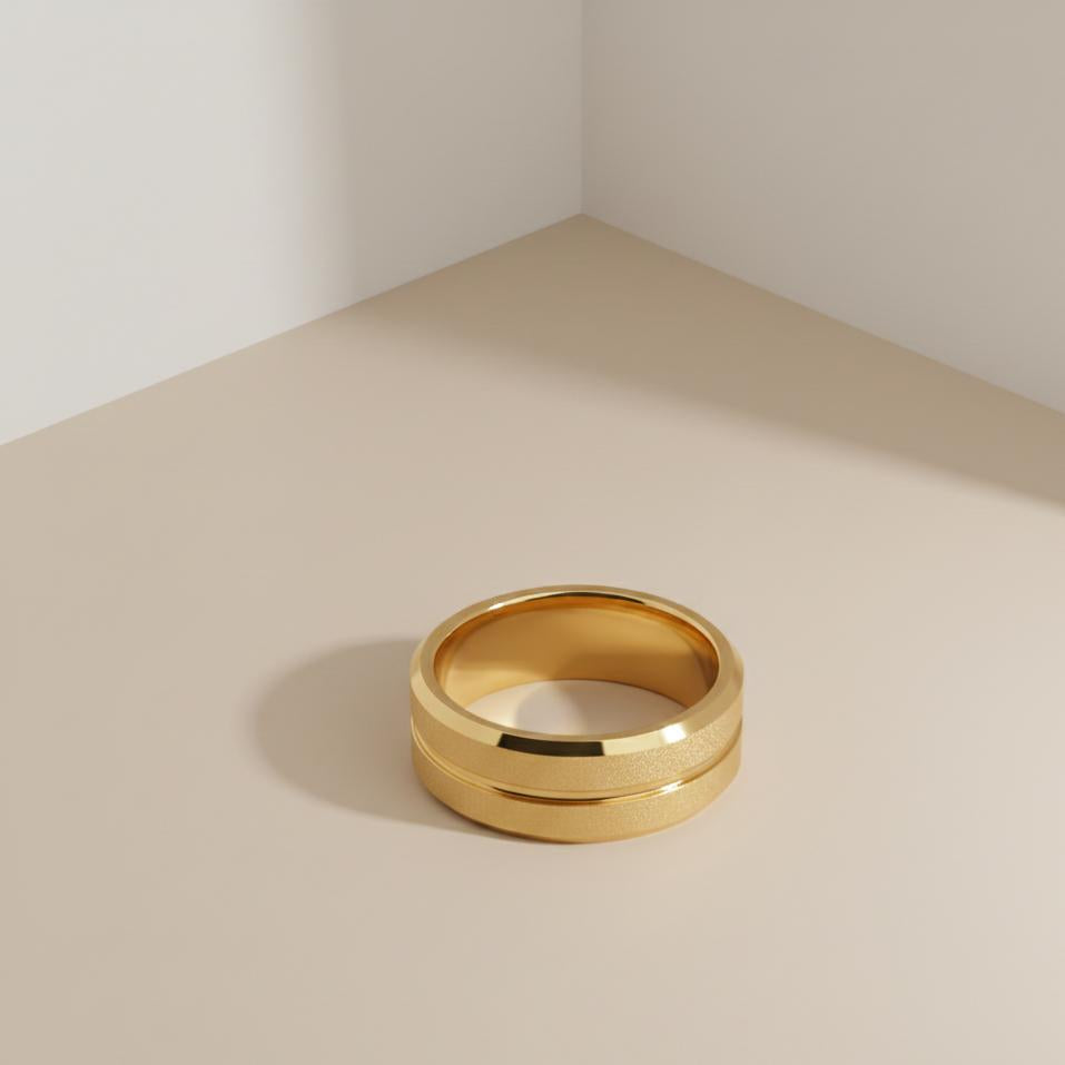 Titanium Gold Steel Couple Ring
