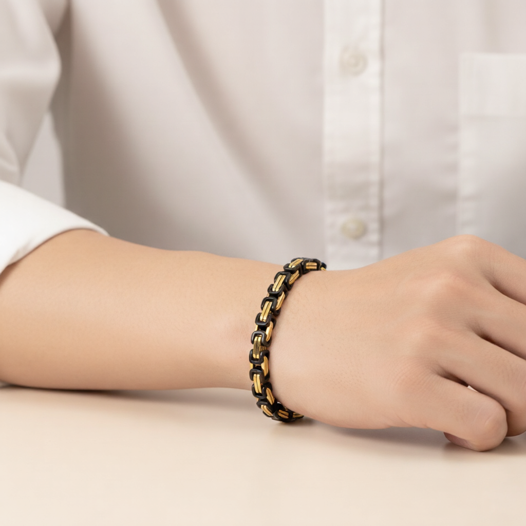 Gold + Black Chain Hip Hop Bracelet