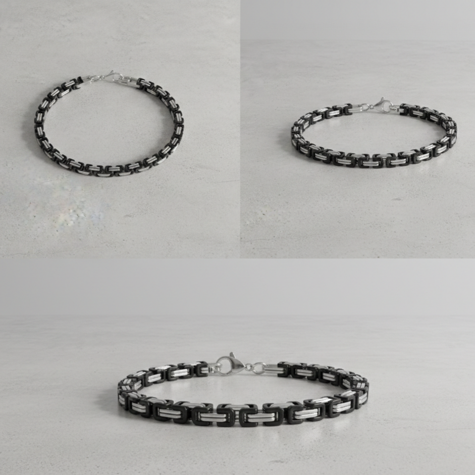 Silver & Black Chain Hip Hop Bracelet