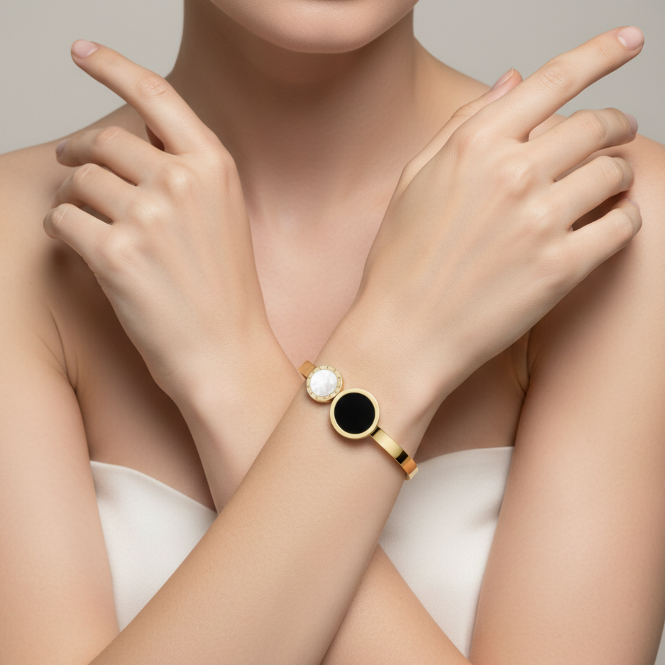 Roman Numeral Gold Bangle Bracelet