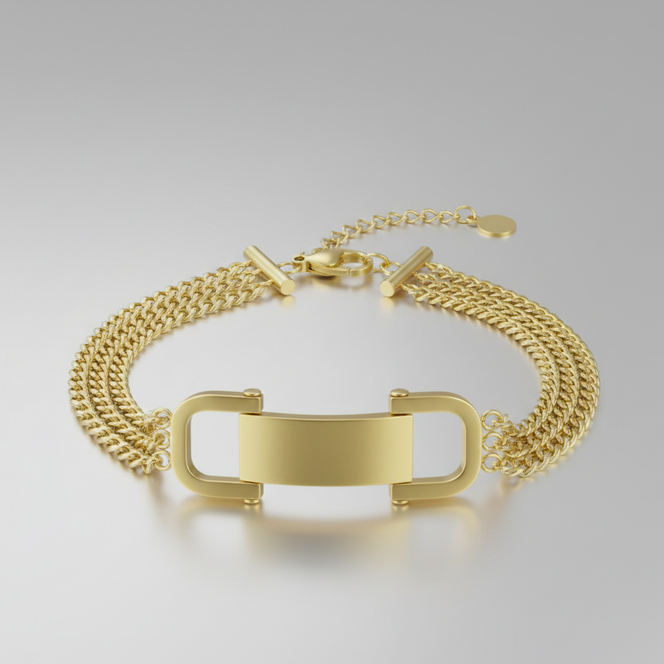 Roman Numeral Lock Charm Bracelet