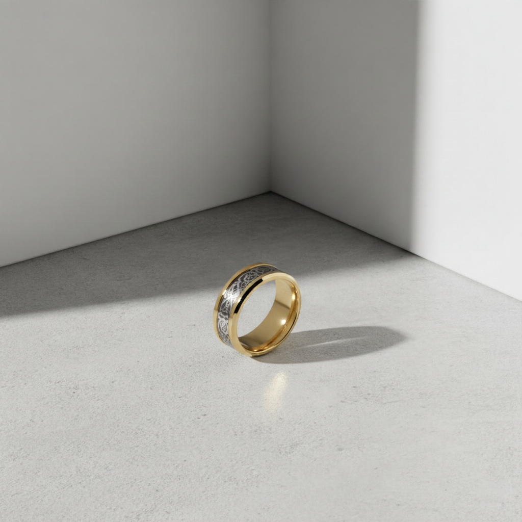 Dragon Print Stainless Steel Ring – Unisex