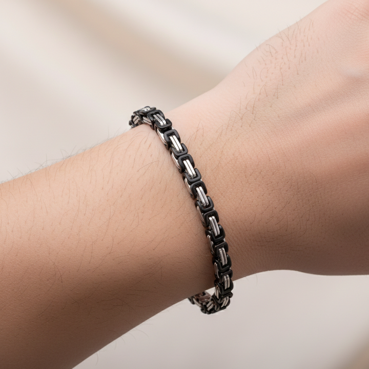 Silver & Black Chain Hip Hop Bracelet