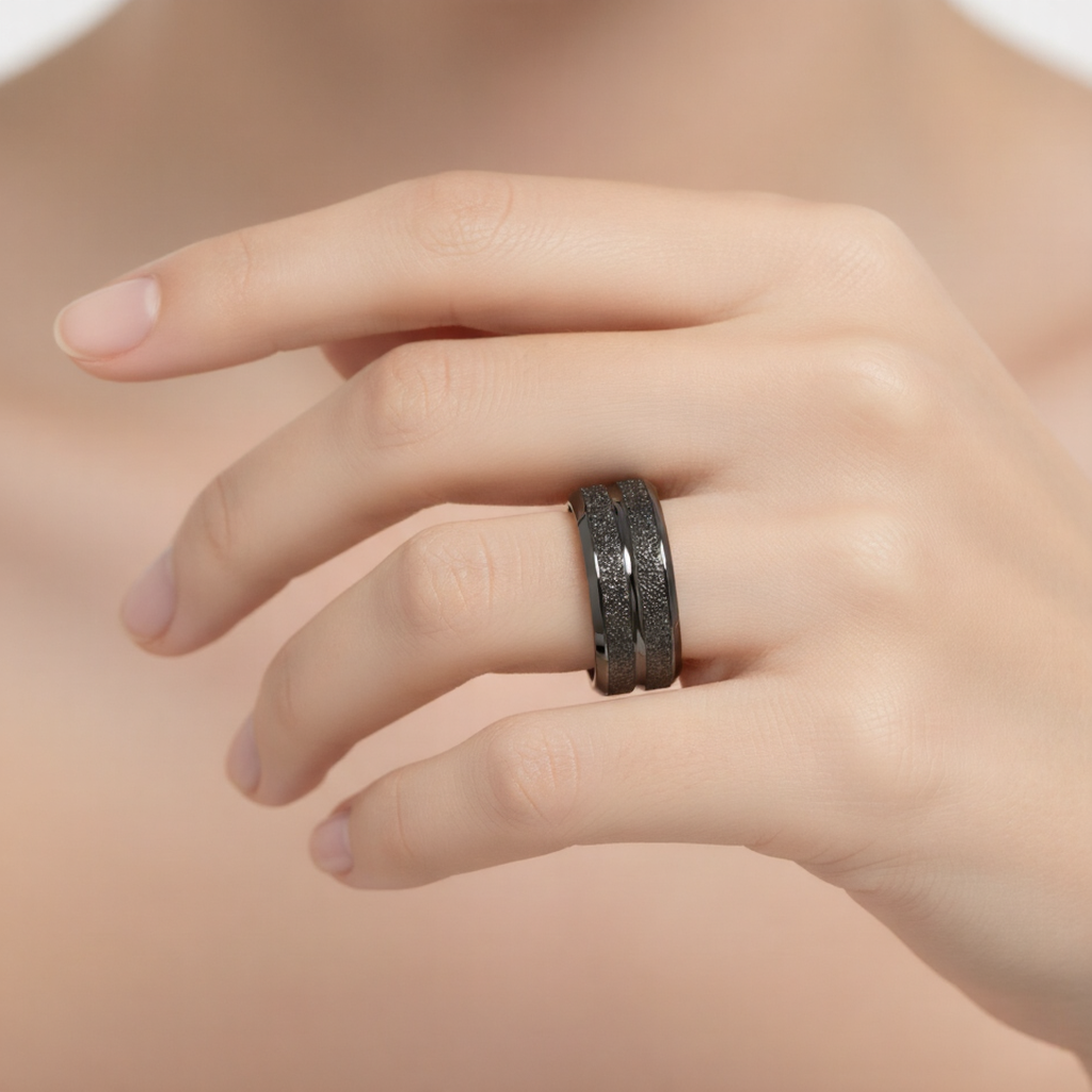 Black Titanium Steel Couple Ring