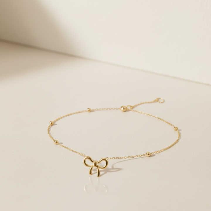 18K Gold Butterfly Anklet for Women