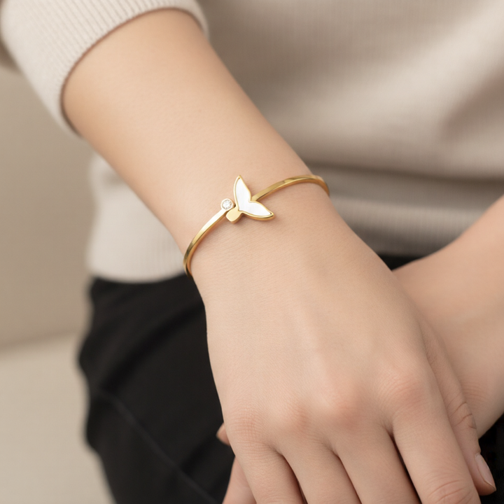 Rhinestone Butterfly Gold Bracelet for Women