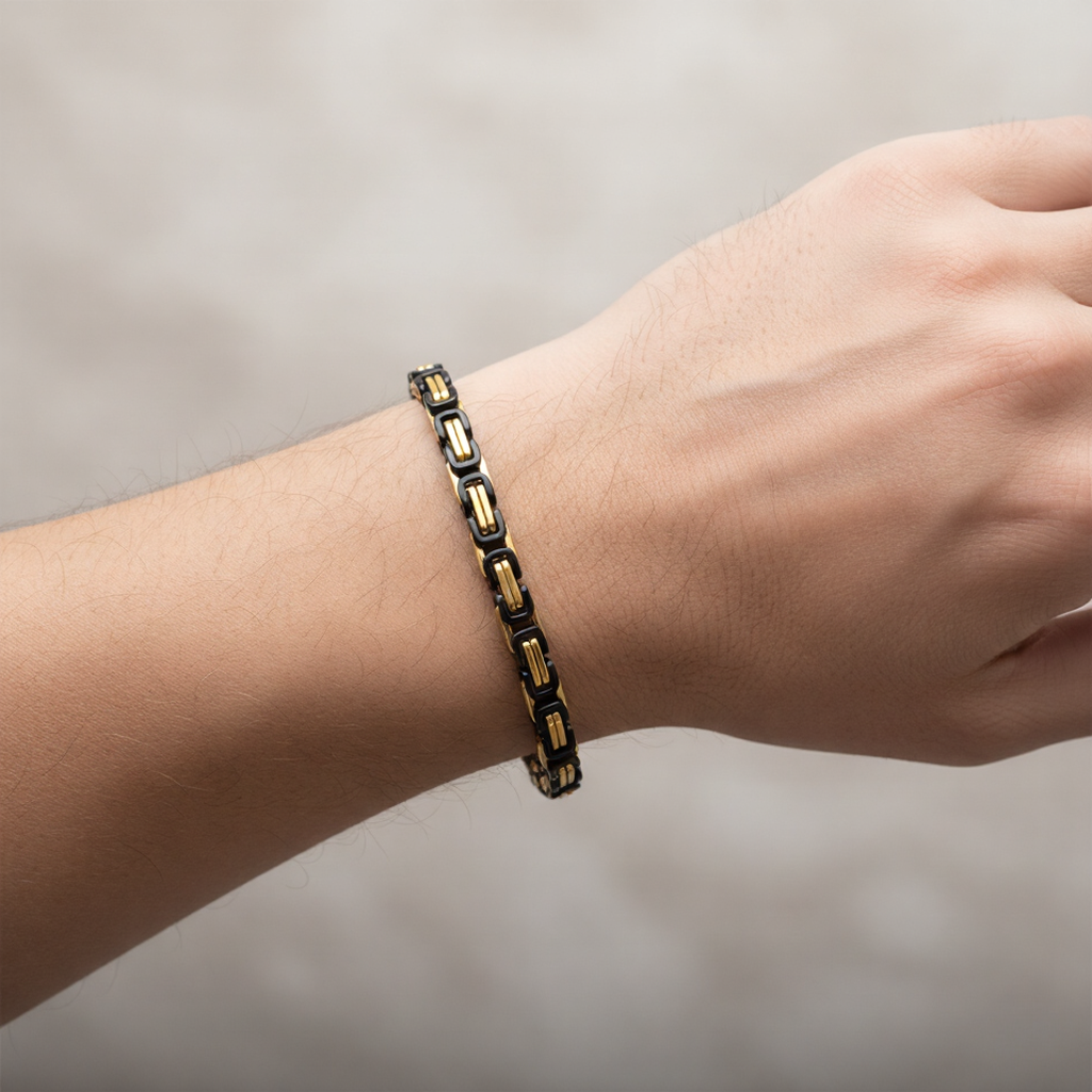 Gold + Black Chain Hip Hop Bracelet