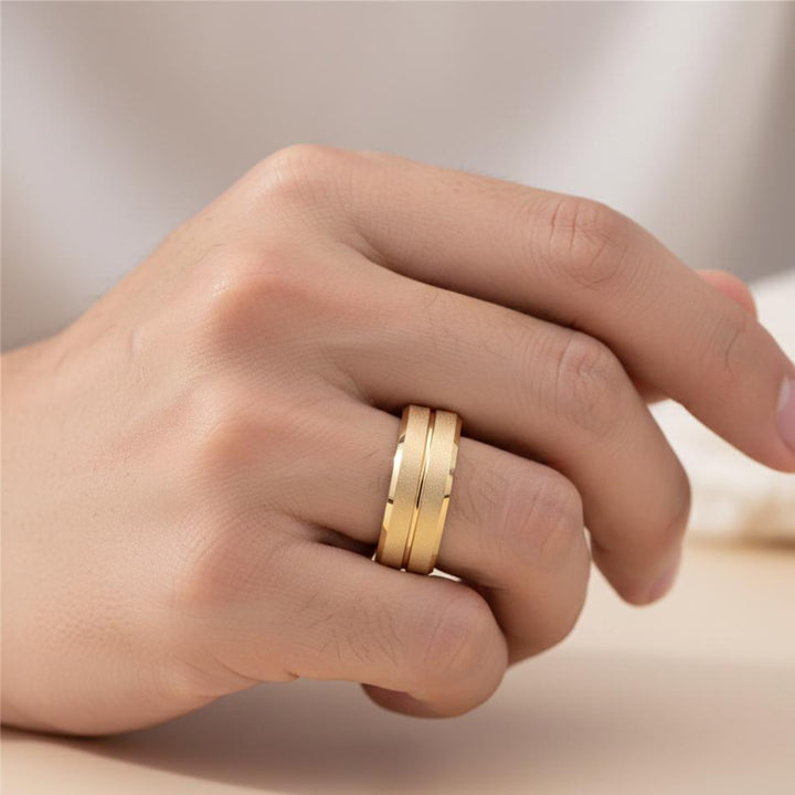 Titanium Gold Steel Couple Ring