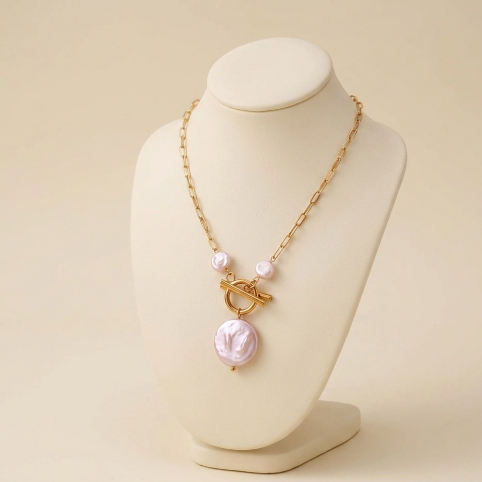 Melaurica Gold-Tone Pearl Pendant Necklace