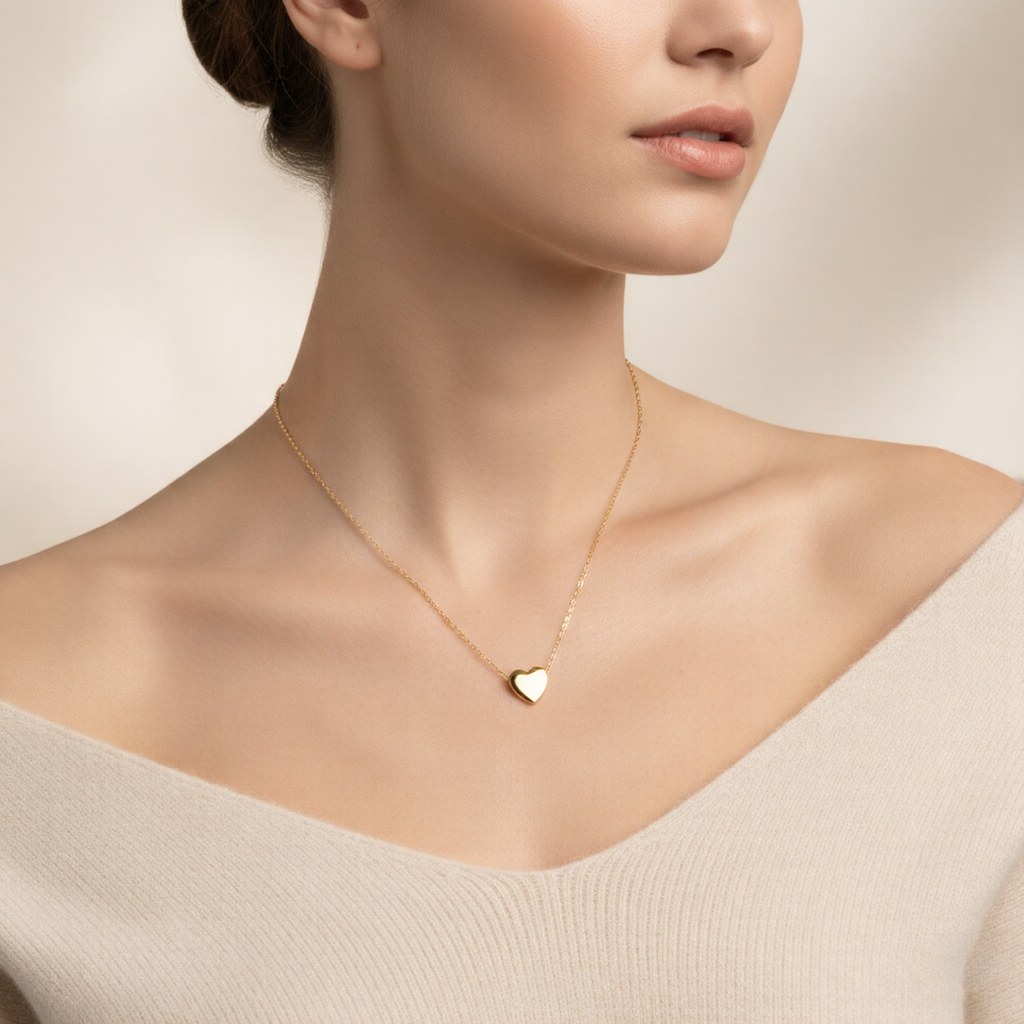 Mirror Finish Heart Necklace for Women