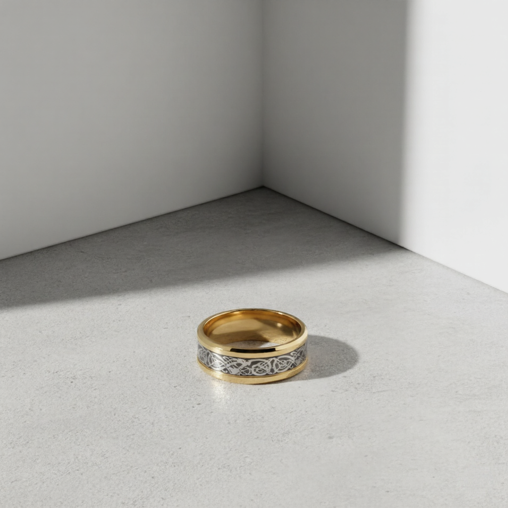 Dragon Print Stainless Steel Ring – Unisex