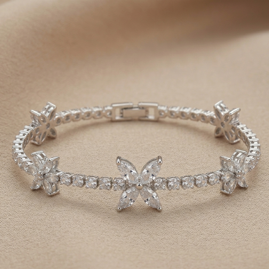 Melaurica Silver-Tone Zircon Butterfly Bracelet