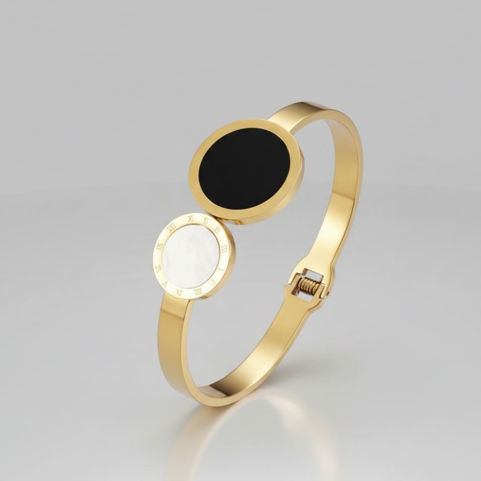 Roman Numeral Gold Bangle Bracelet