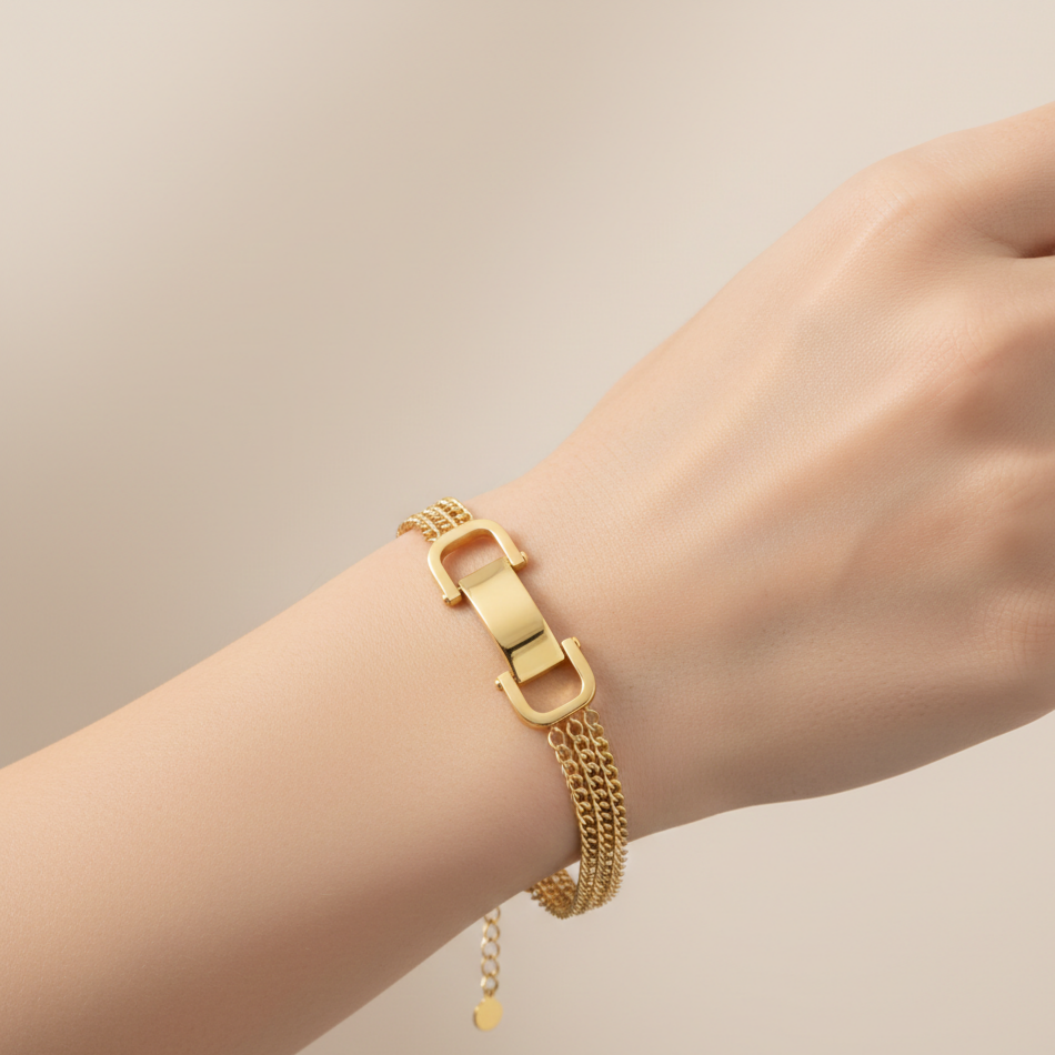 Roman Numeral Lock Charm Bracelet
