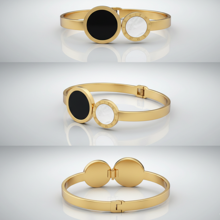 Roman Numeral Gold Bangle Bracelet