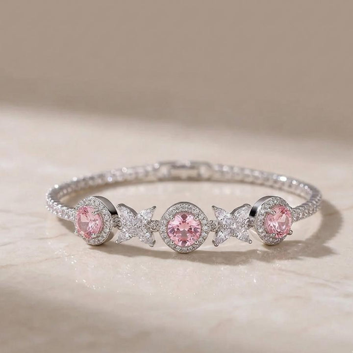 Melaurica Pink Flower Zircon Bracelet