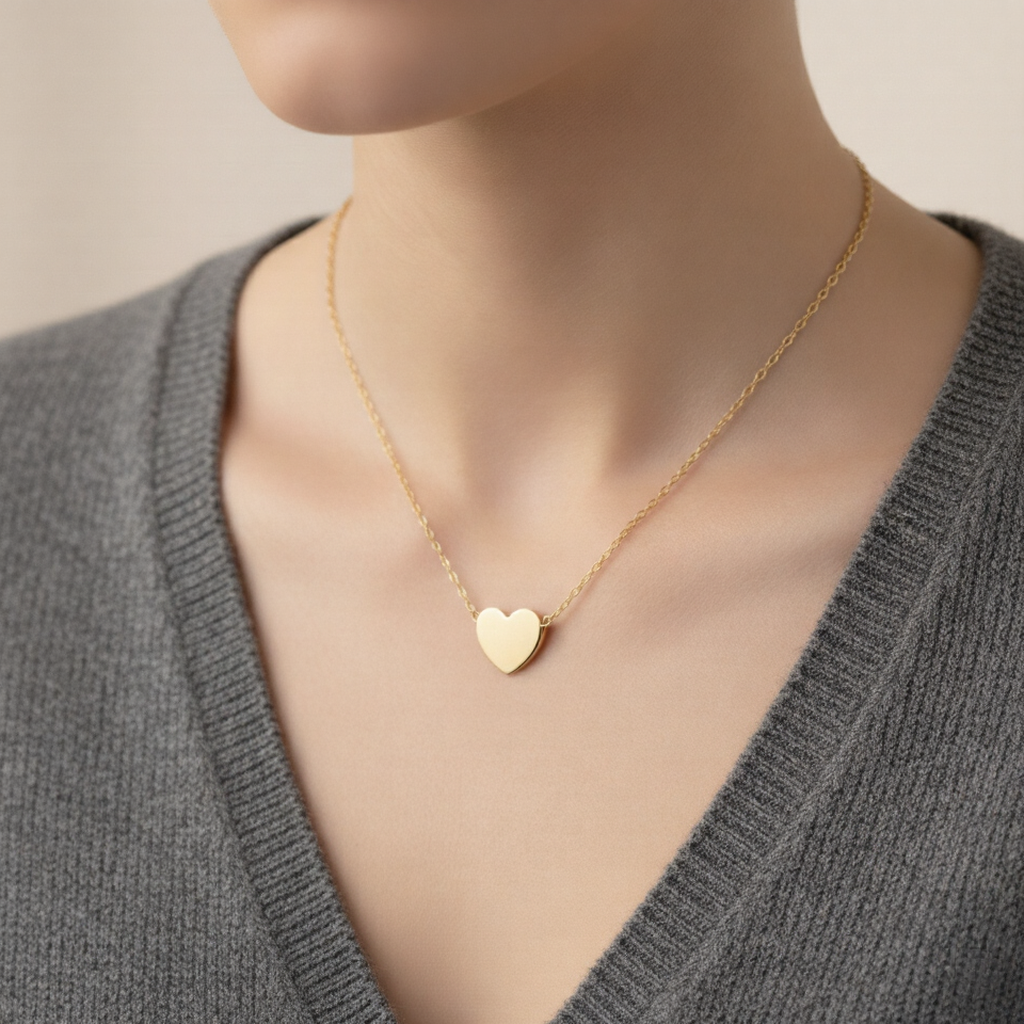 Mirror Finish Heart Necklace for Women