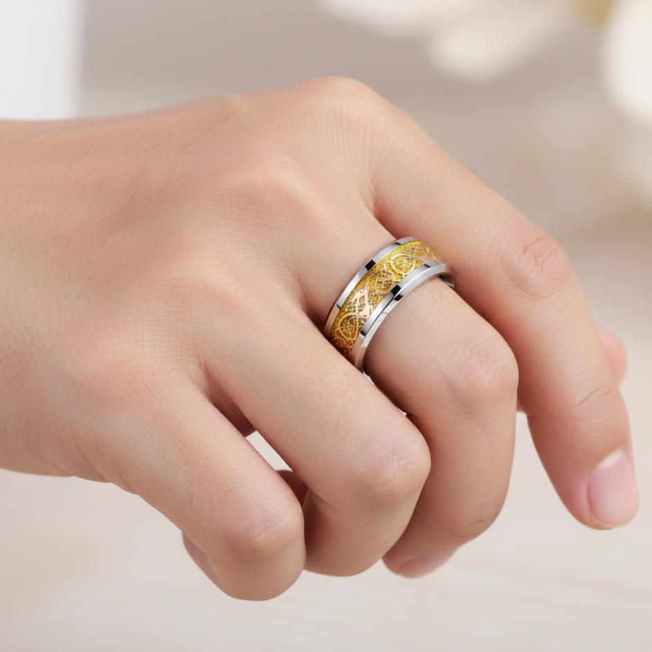 Dragon Ring Stainless Steel – Gold base