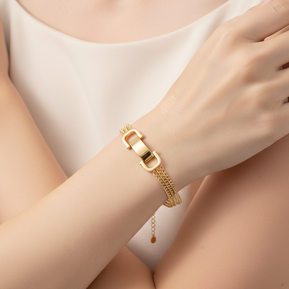 Roman Numeral Lock Charm Bracelet