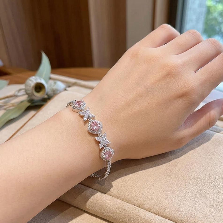 Melaurica Pink Flower Zircon Bracelet
